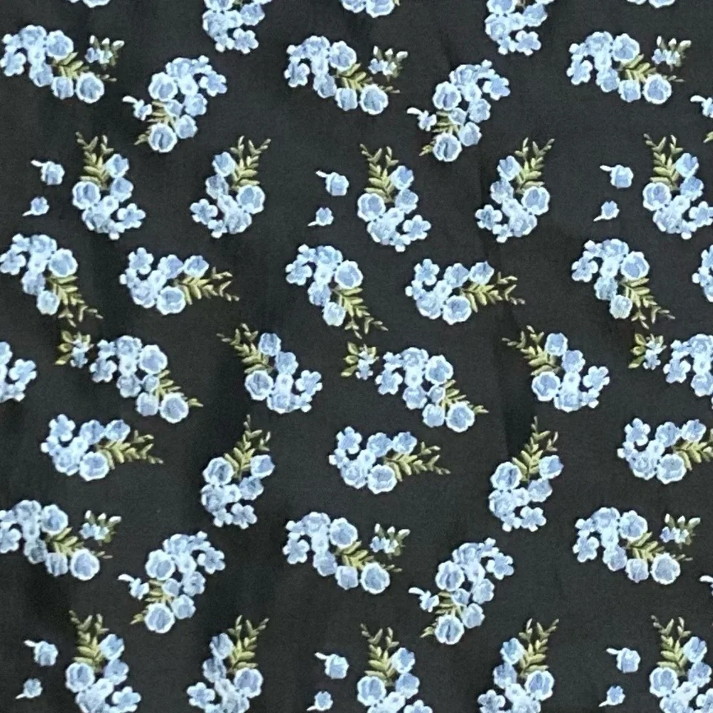 Pomander Place Black & Blue Embroidered Floral Samantha Mini Dress, Sz M - Picture 6 of 14